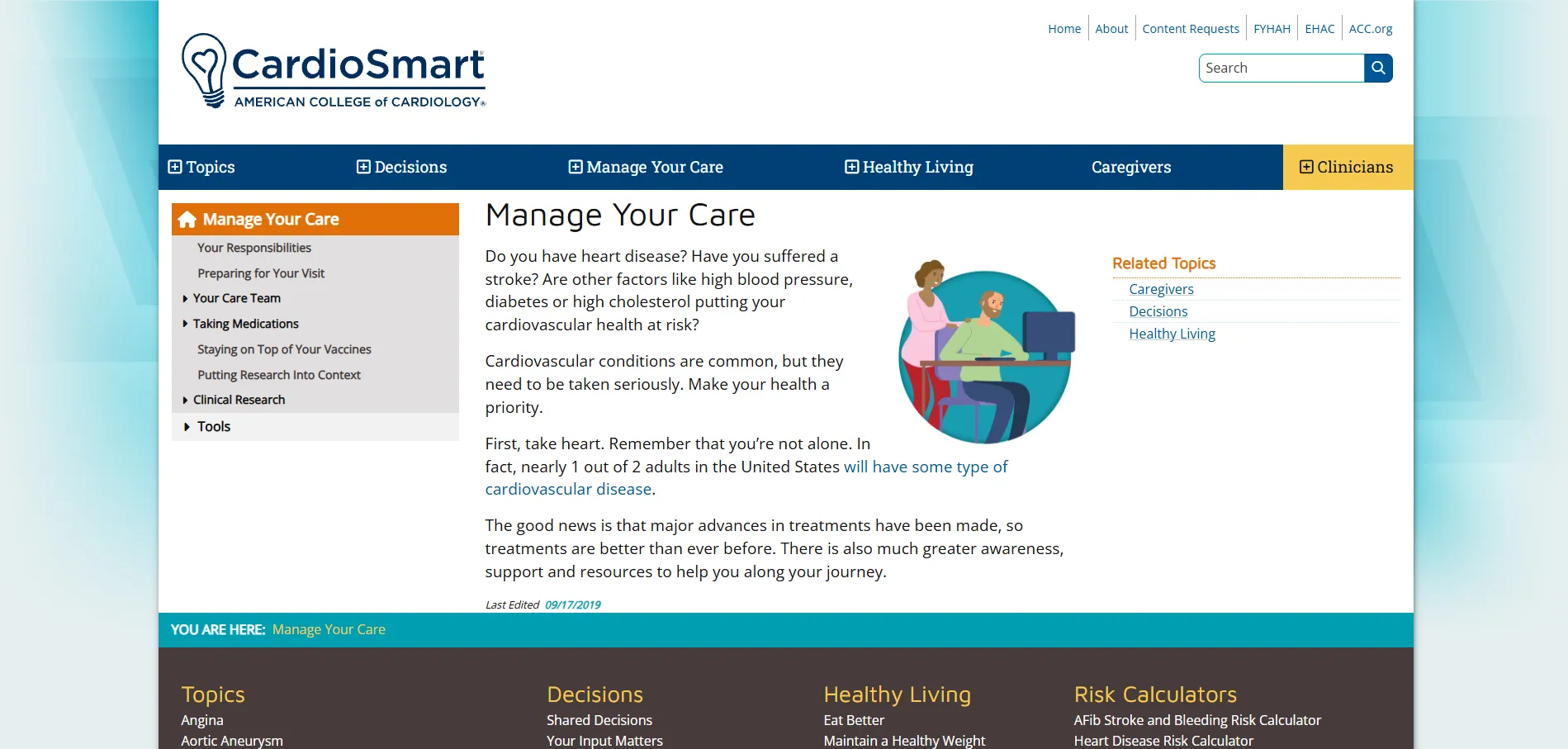 CardioSmart Manage Your Care page
