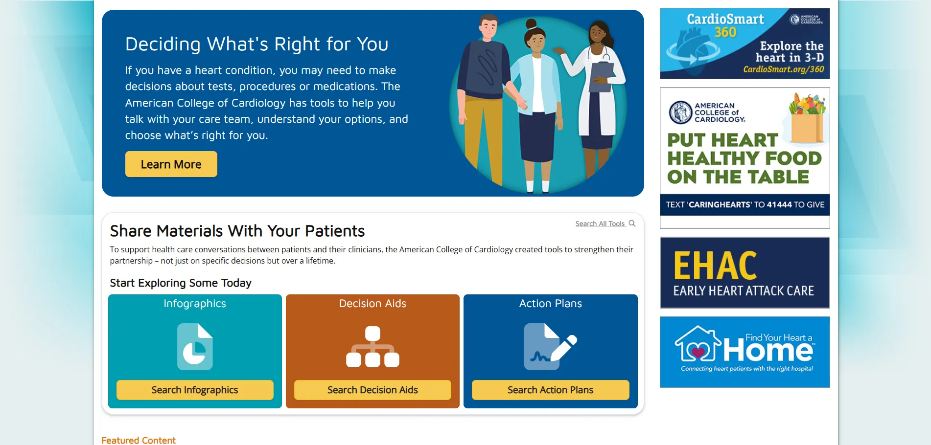 CardioSmart patient resources and decision support tools