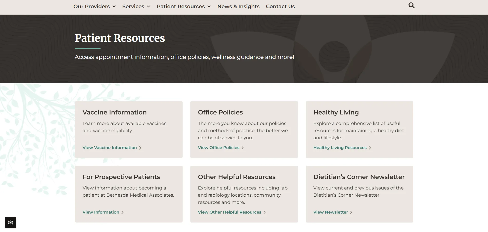 Bethesda Medical Associates patient resources page